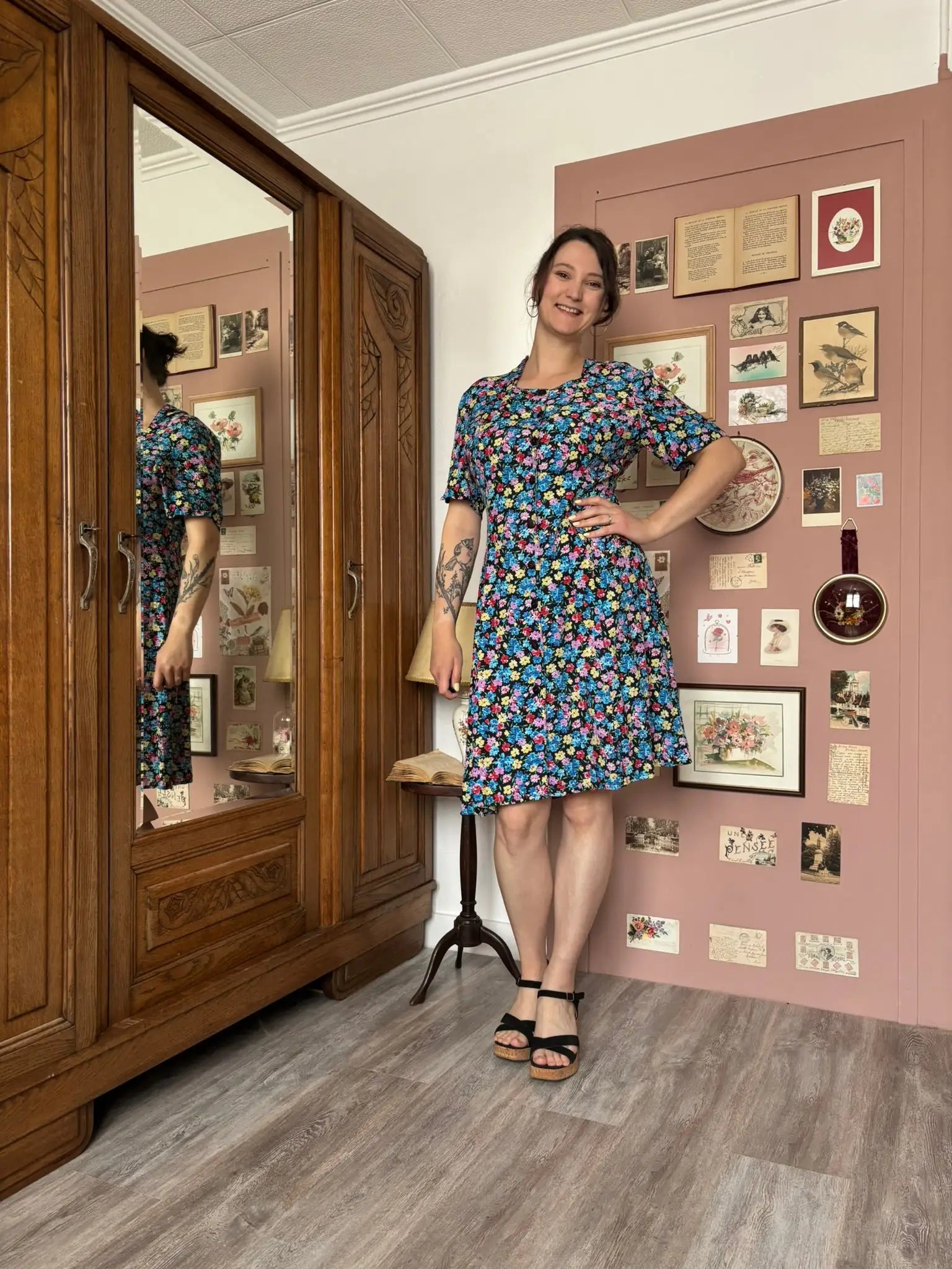 Robe fleurie fluide boutonnée – T.38/40 - Vintage années 80/90