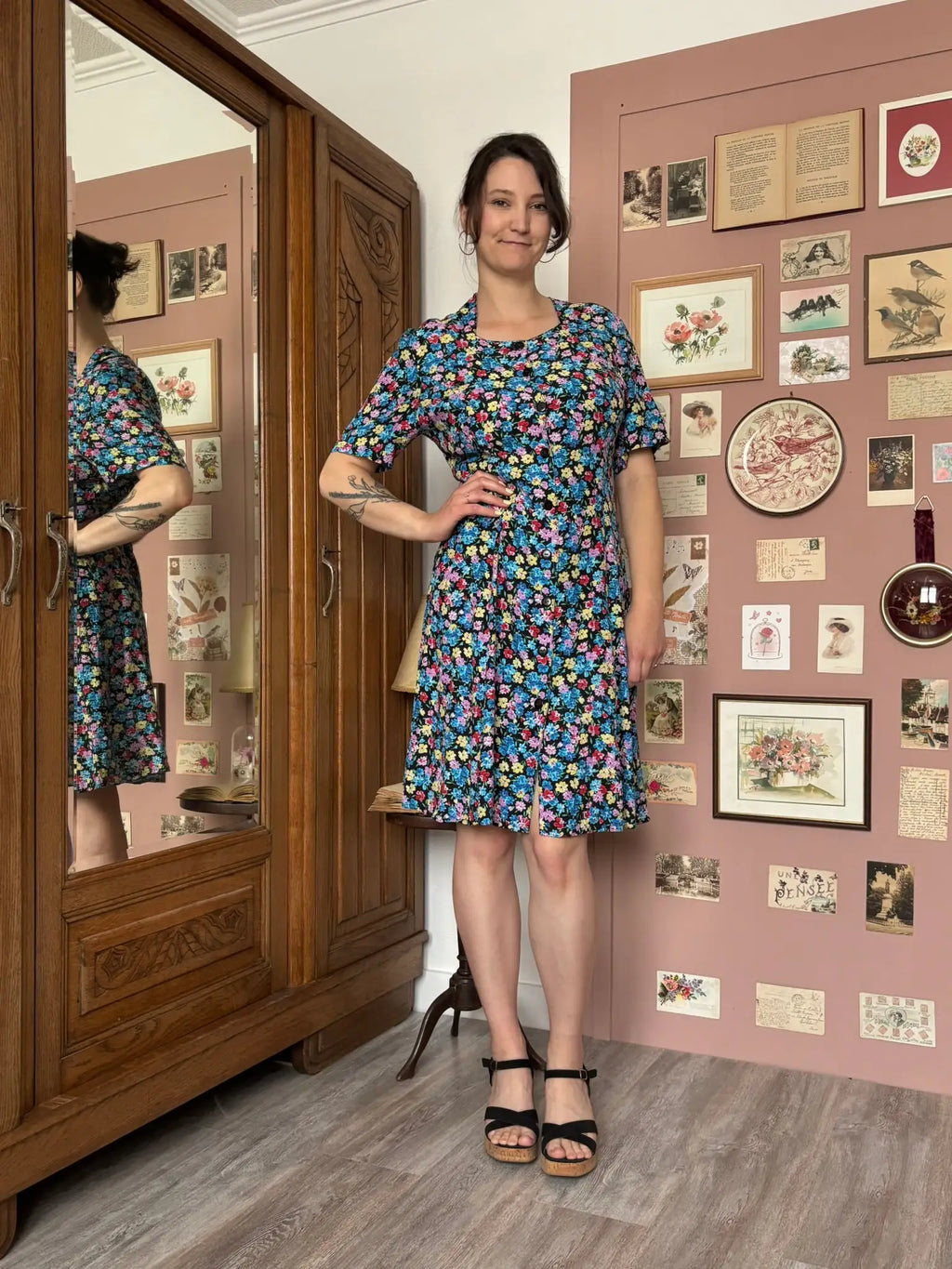 Robe fleurie fluide boutonnée – T.38/40 - Vintage années 80/90