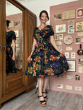 Robe midi patineuse fleurie René Derhy – T.38/40 – Vintage années 90