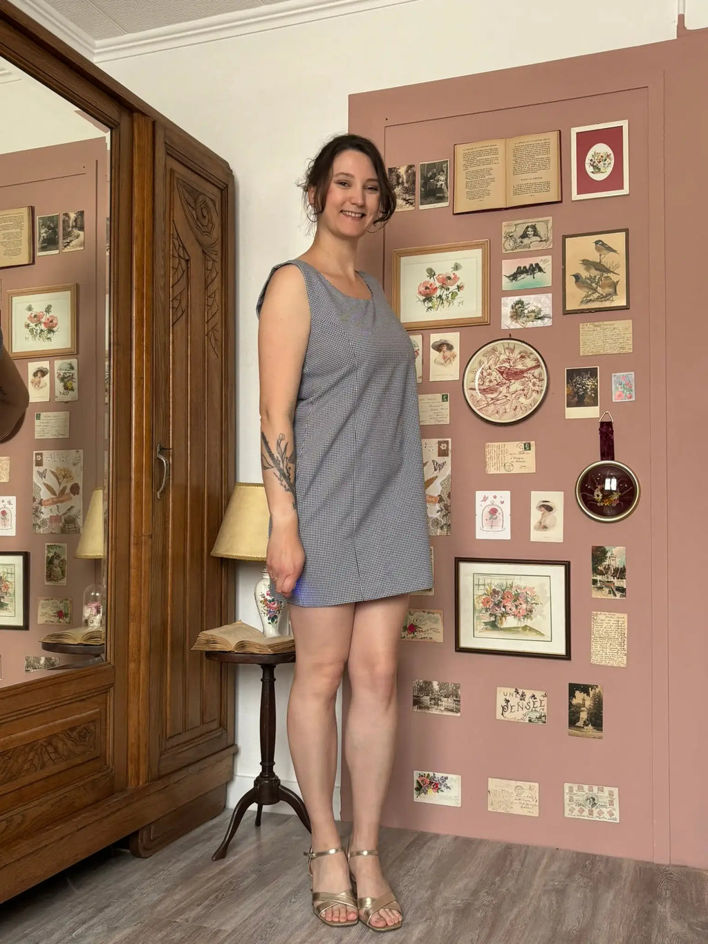 Robe droite vichy sans manches – T.40 - Vintage années 90