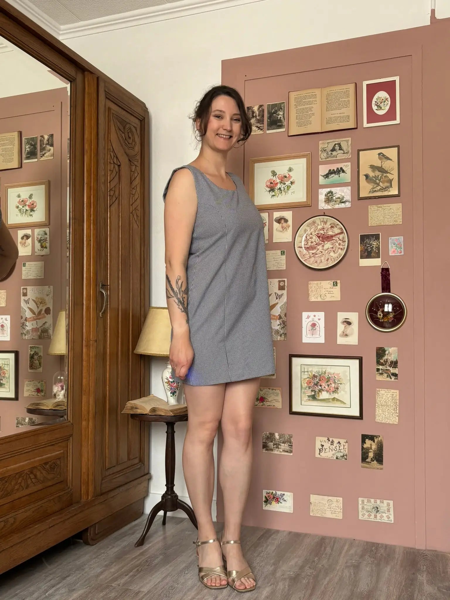 Robe droite vichy sans manches – T.40 - Vintage années 90