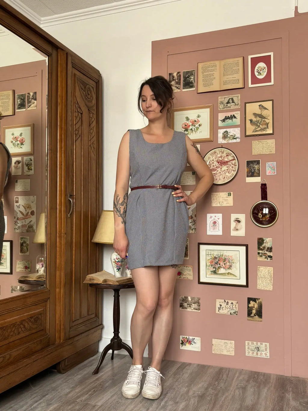 Robe droite vichy sans manches – T.40 - Vintage années 90