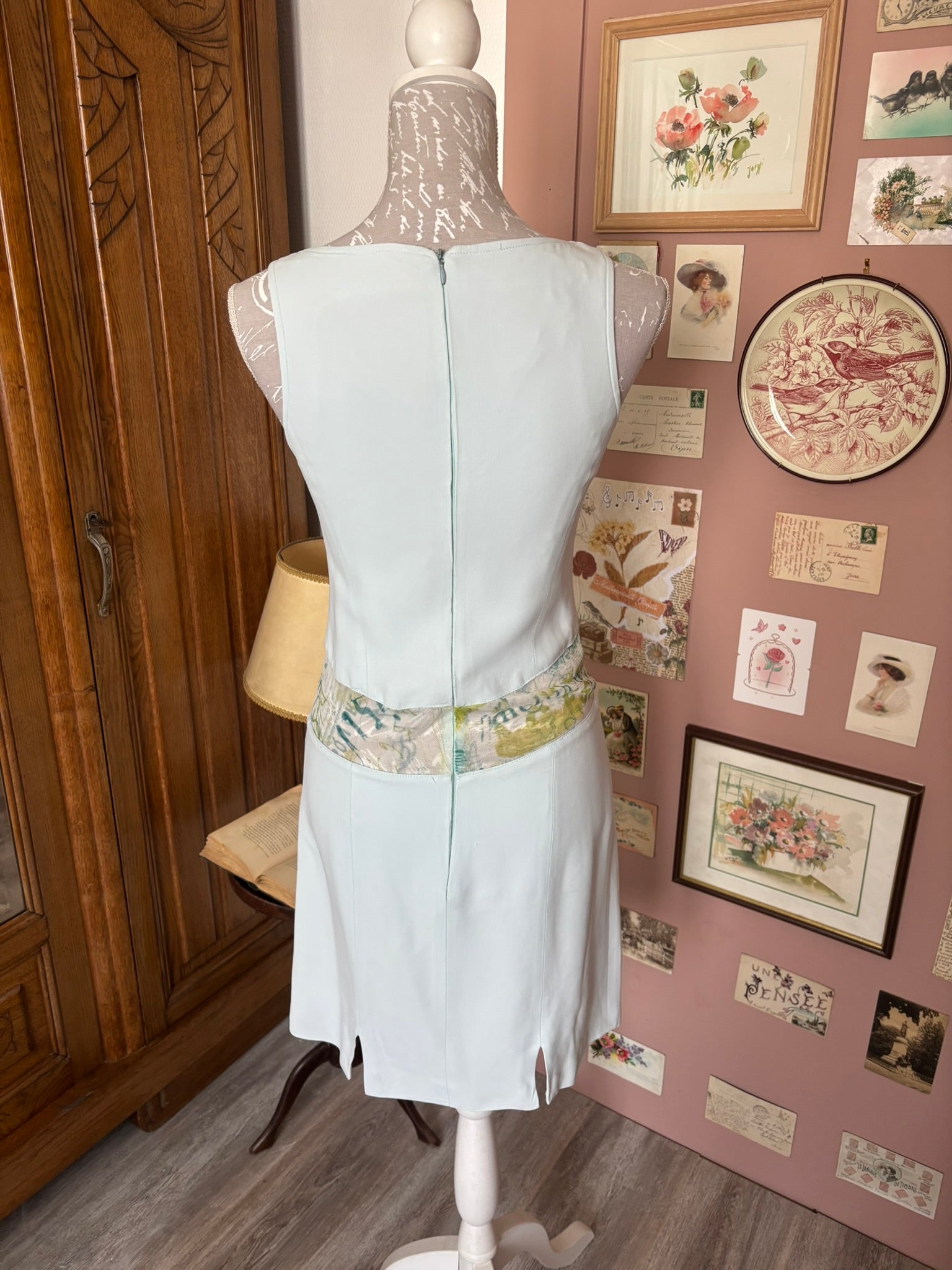 Robe ajustée bleu ciel – T.34 – Vintage années 2000