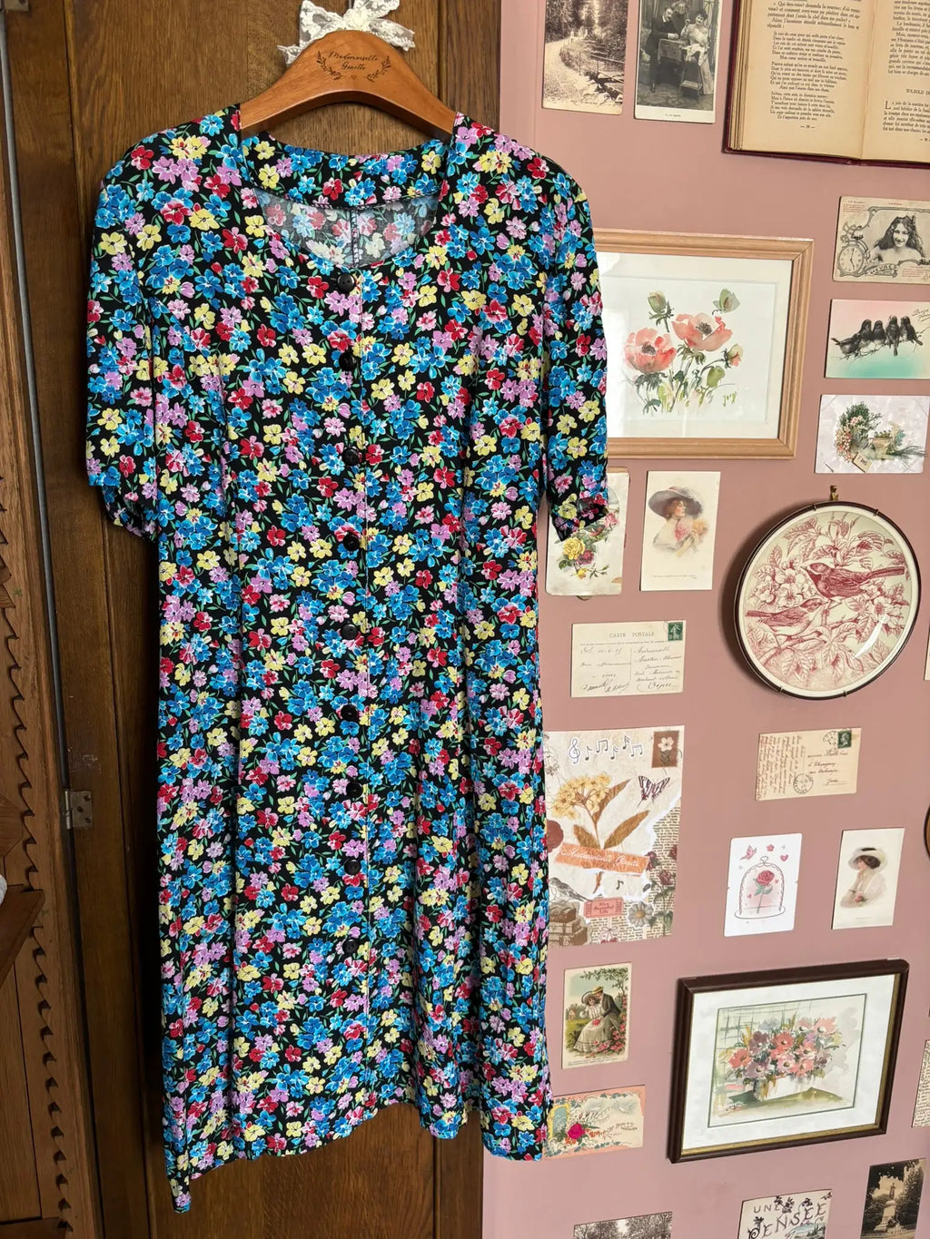 Robe fleurie fluide boutonnée – T.38/40 - Vintage années 80/90