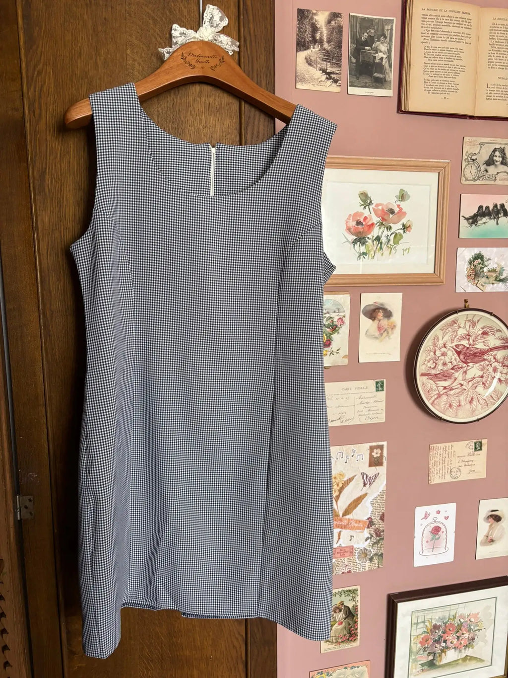 Robe droite vichy sans manches – T.40 - Vintage années 90