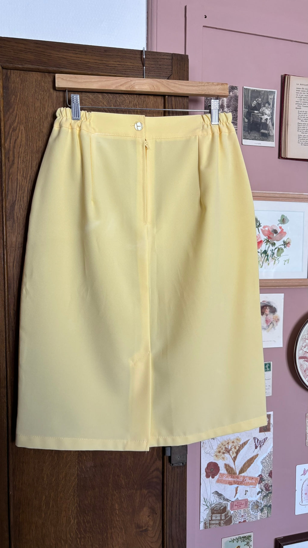 Jupe droite jaune pastel – T.40/42 – Vintage années 80/90