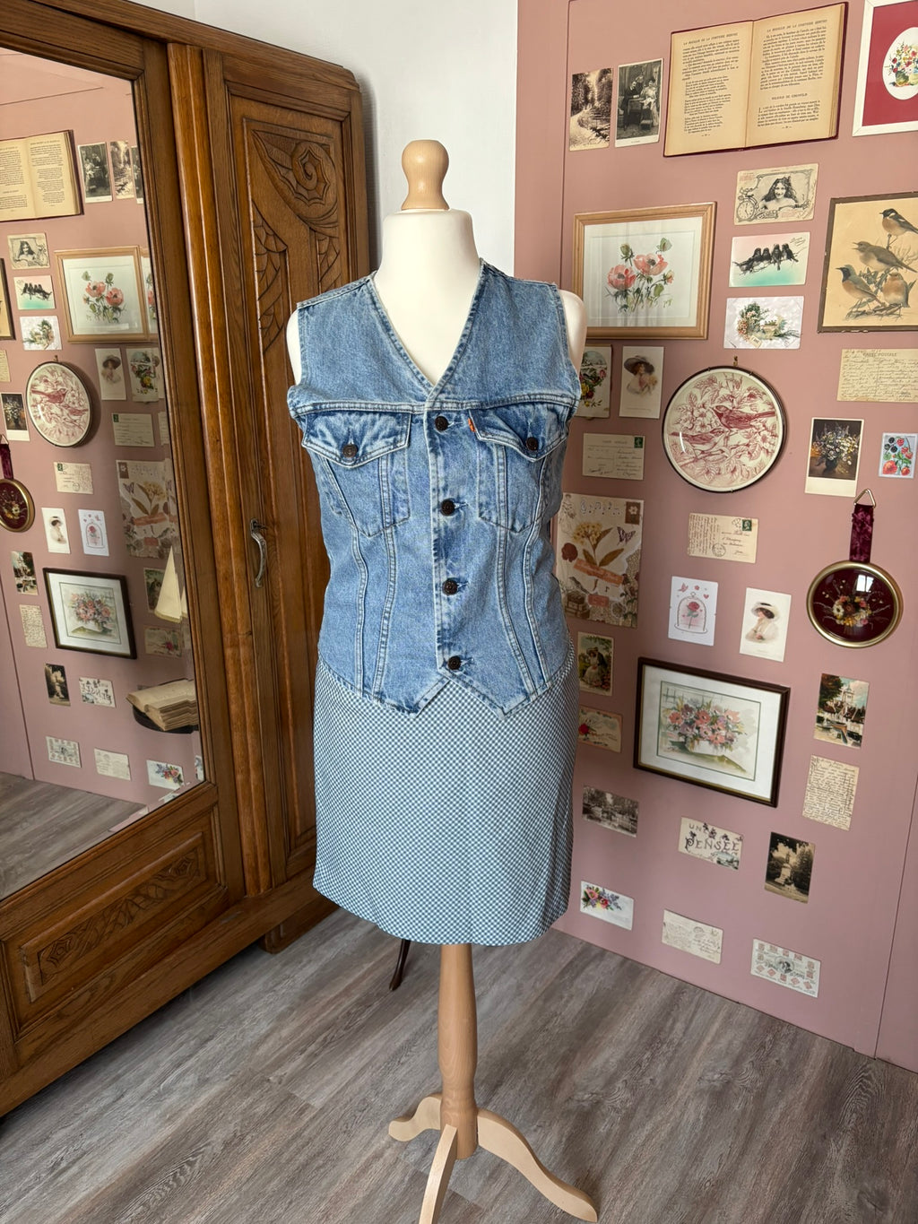 Micro-check A-line mini skirt – Size 10 (US) / 12 (UK) – 90s