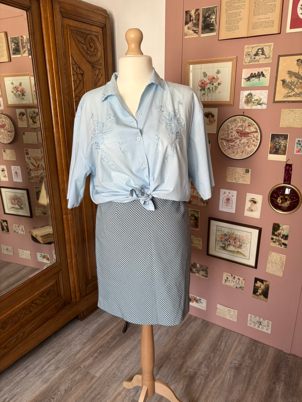 Micro-check A-line mini skirt – Size 10 (US) / 12 (UK) – 90s