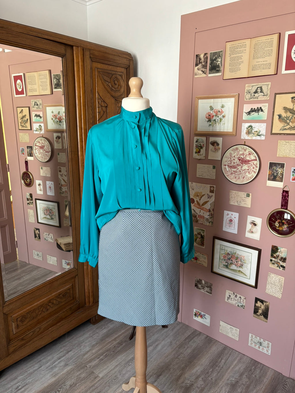 Micro-check A-line mini skirt – Size 10 (US) / 12 (UK) – 90s