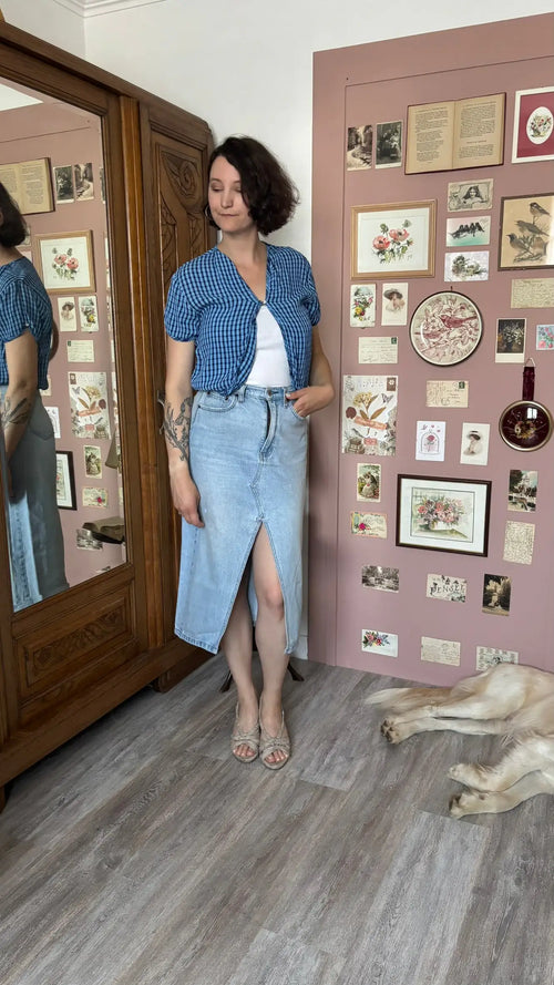 Boléro vichy bleu - T.38/40 Vintage années 2000