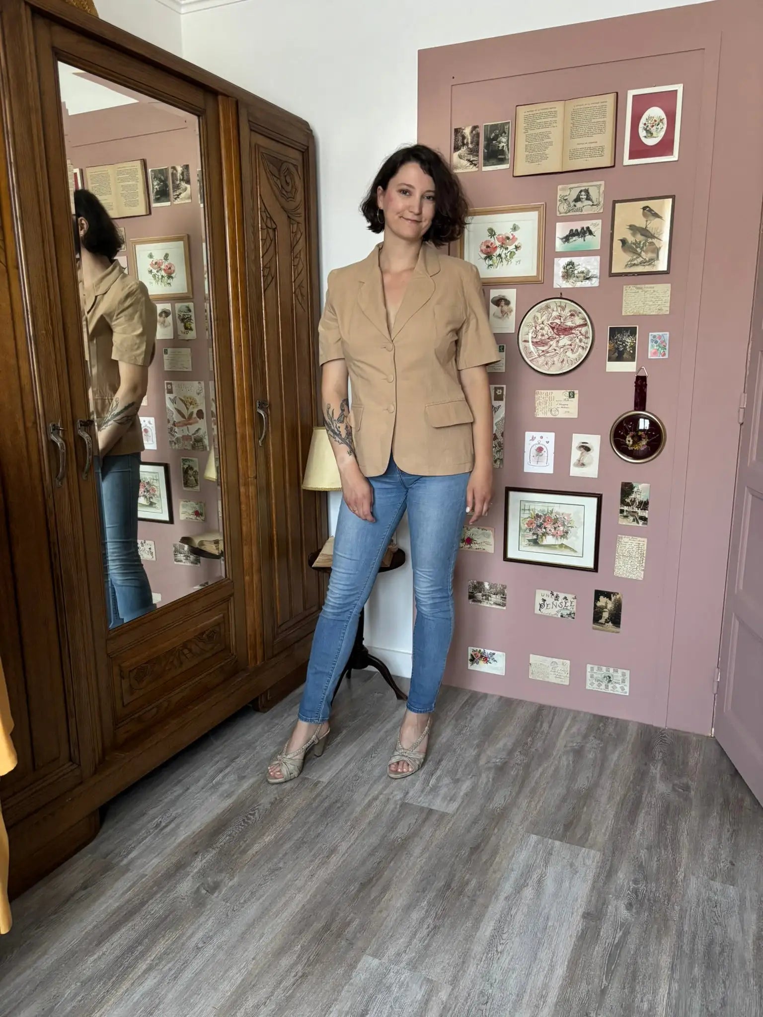 Veste tailleur d'été safari beige –T.38 - Vintage années 80/90