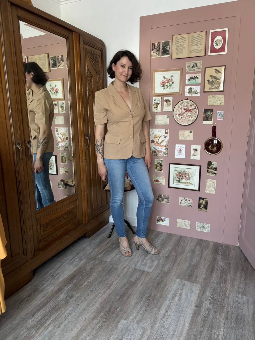 Veste tailleur d'été safari beige –T.38 - Vintage années 80/90