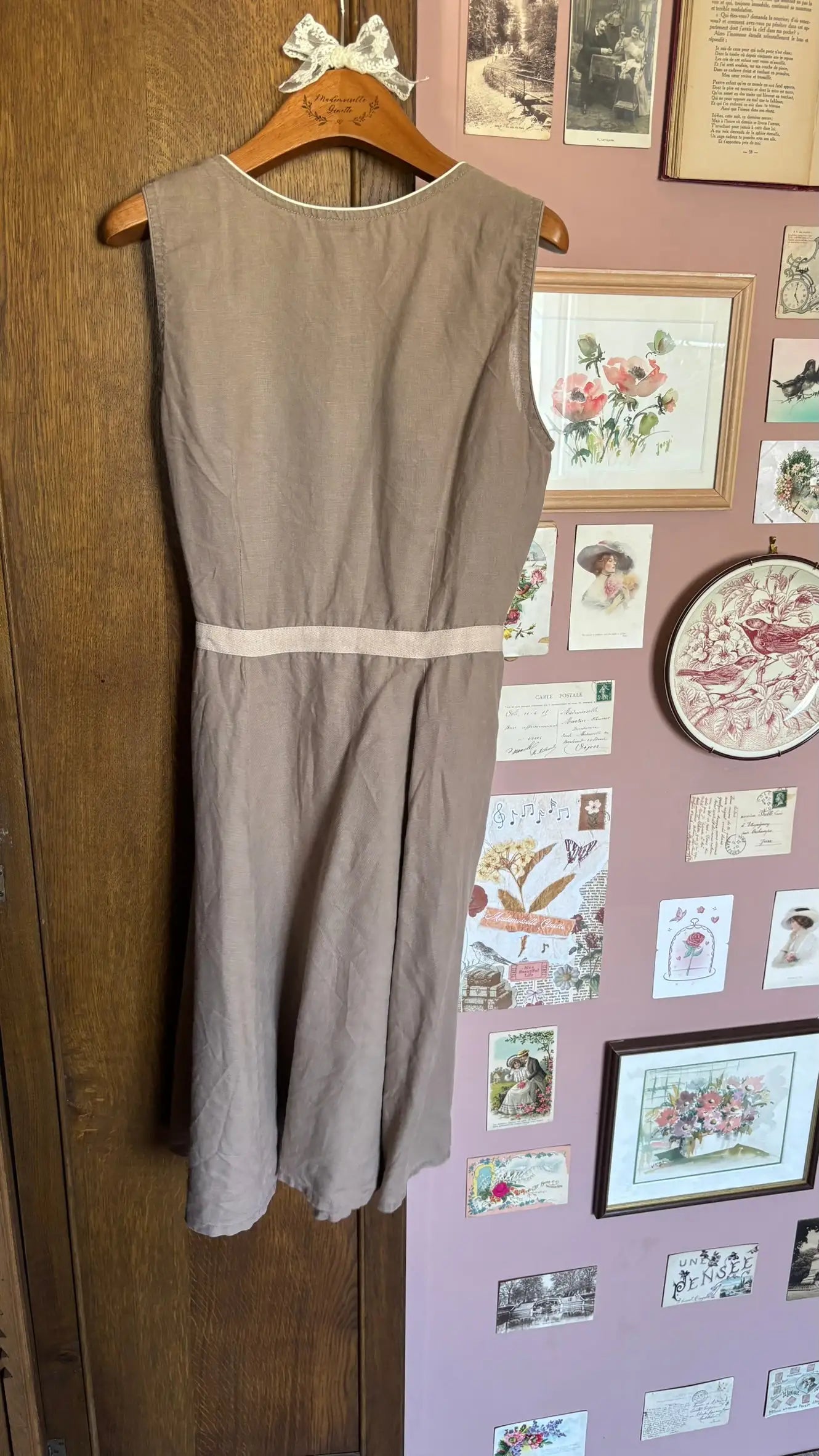 Robe portefeuille en lin camel – T.38/40 -Vintage années 90/2000