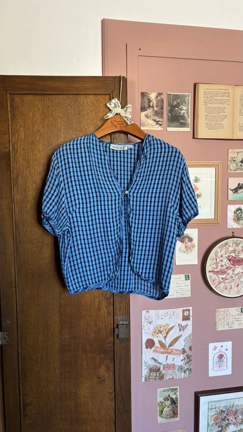 Boléro vichy bleu - T.38/40 Vintage années 2000