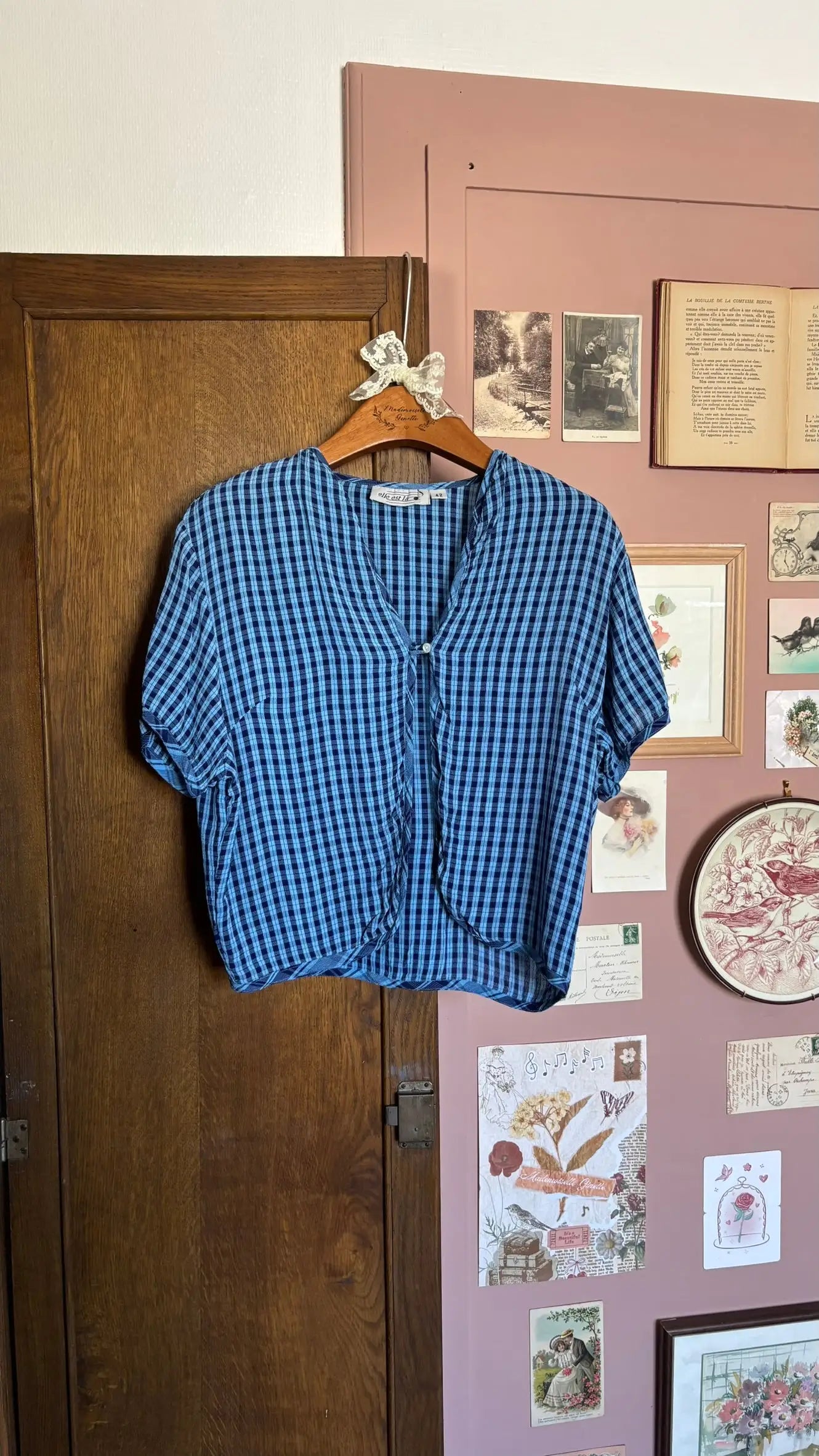Boléro vichy bleu - T.38/40 Vintage années 2000