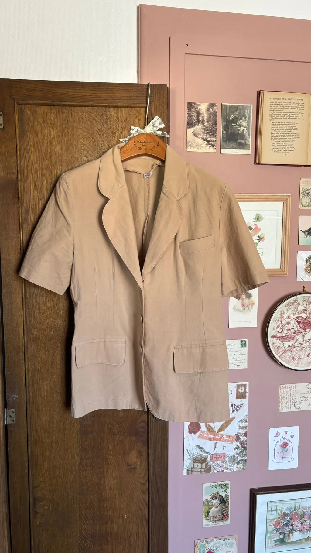 Veste tailleur d'été safari beige –T.38 - Vintage années 80/90