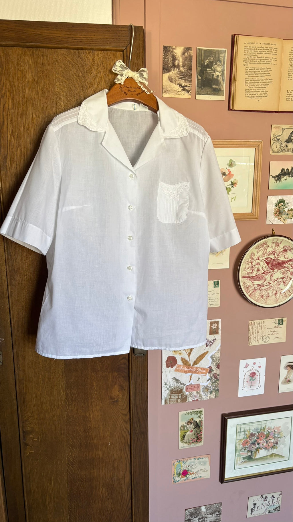Chemisier blanc brodé – T.40/42- Vintage années 70/80