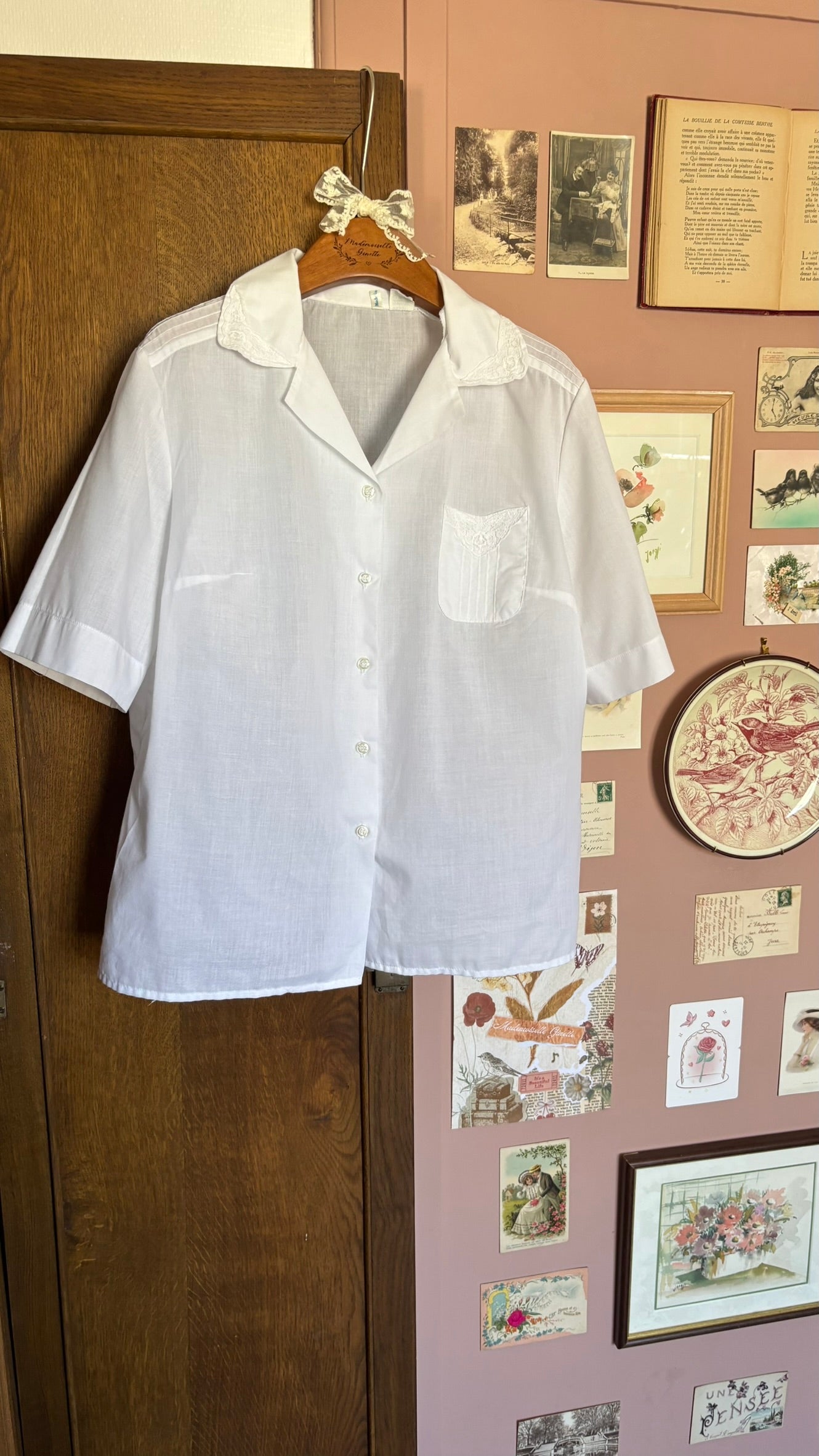 Chemisier blanc brodé – T.40/42- Vintage années 70/80