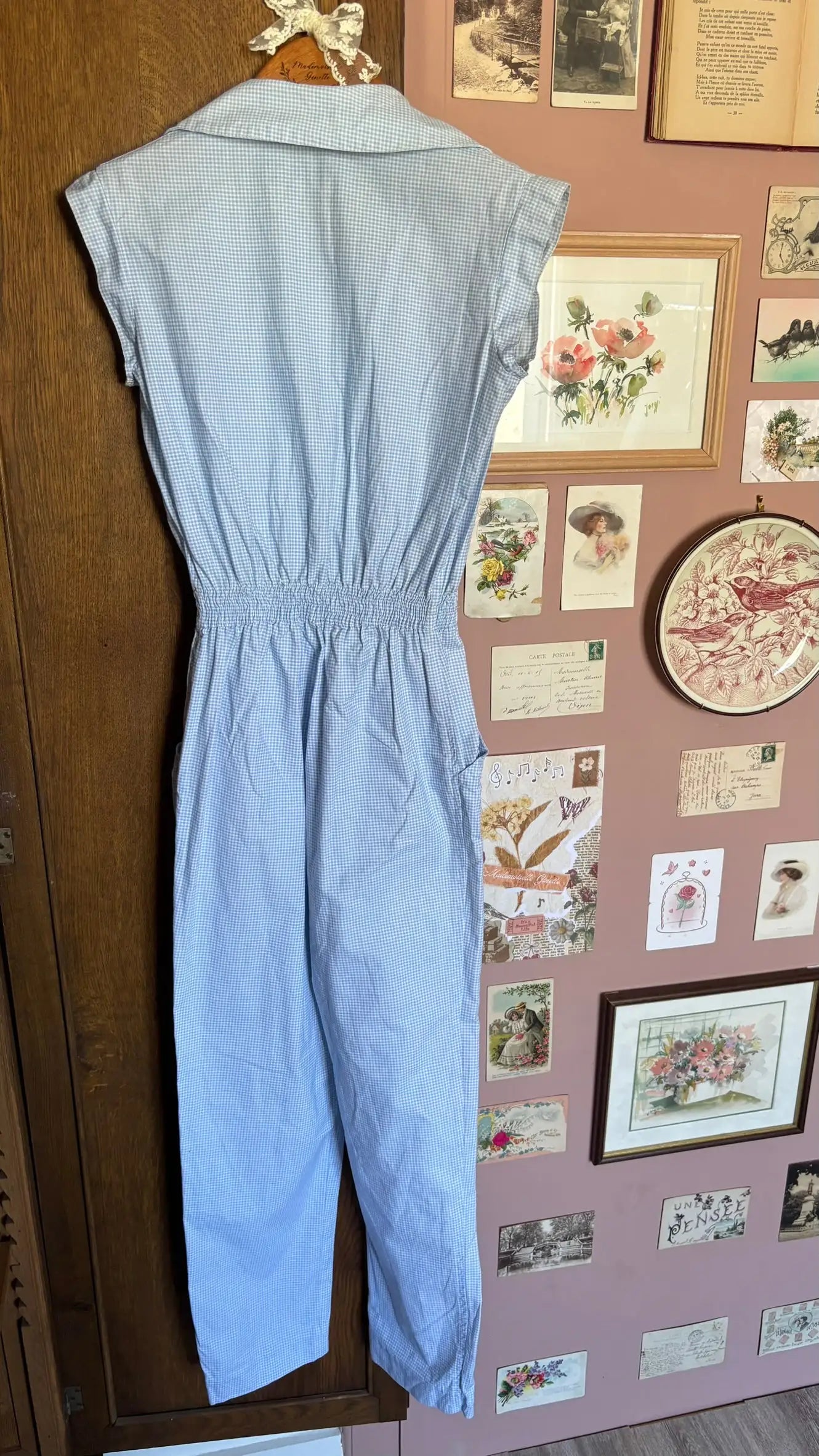 Combinaison vichy bleu ciel – T.34 - Vintage années 80