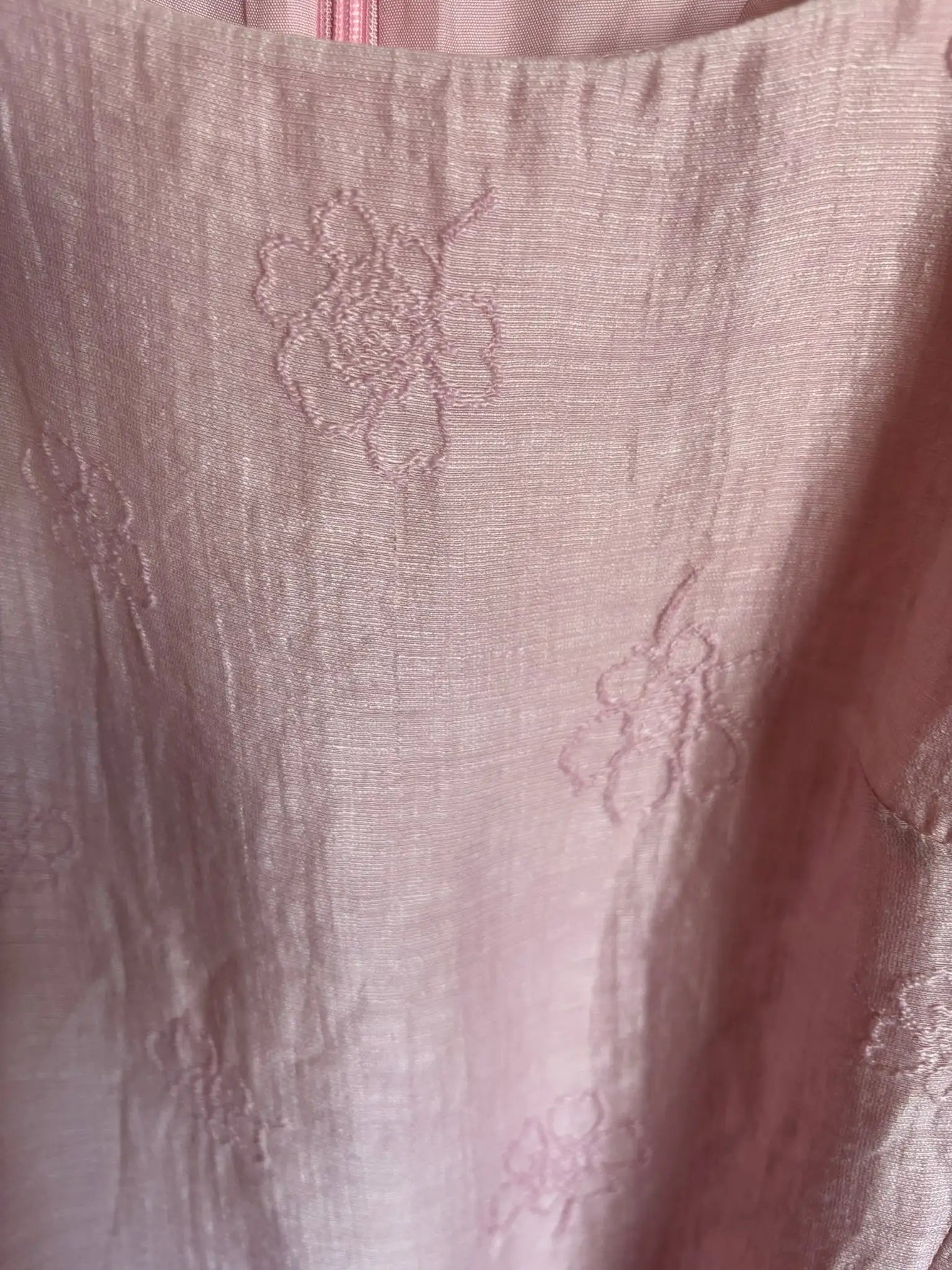 Robe longue rose poudré brodée – Antonelle –T.34/36-  Vintage années 90/2000