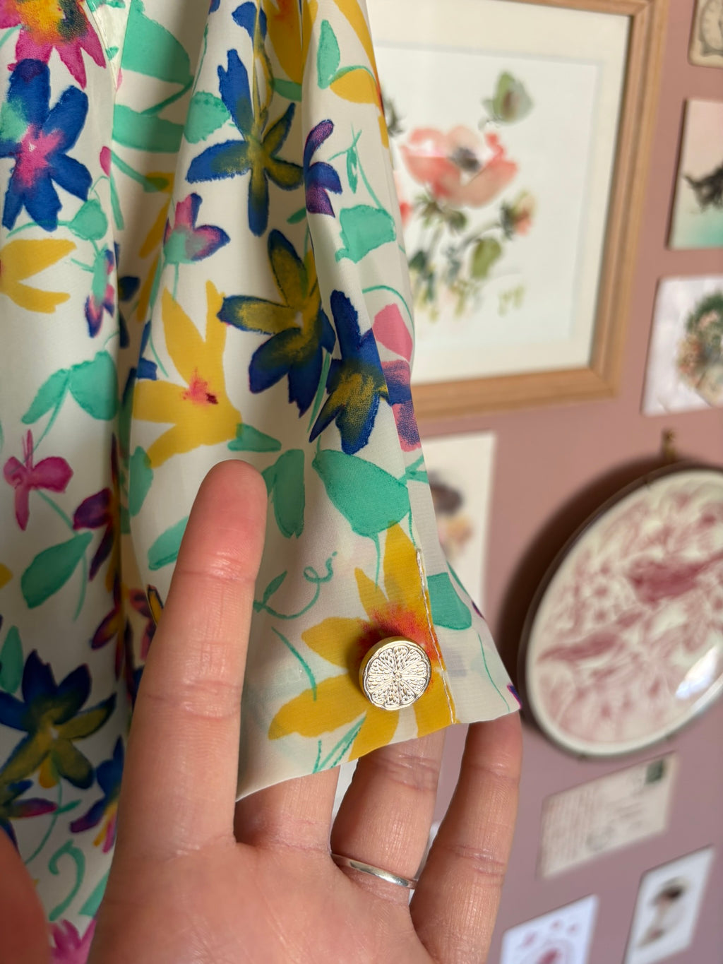 Chemisier fluide fleuri ceinturé – Du 40 au 44 - Vintage années 80
