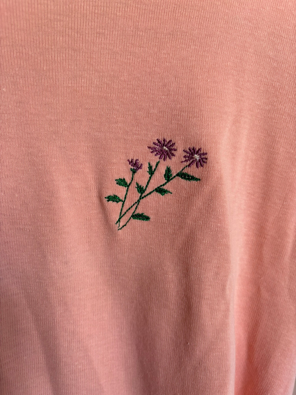 T-shirt saumon à broderie fleur – T.36 - Y2K - Vintage 2000