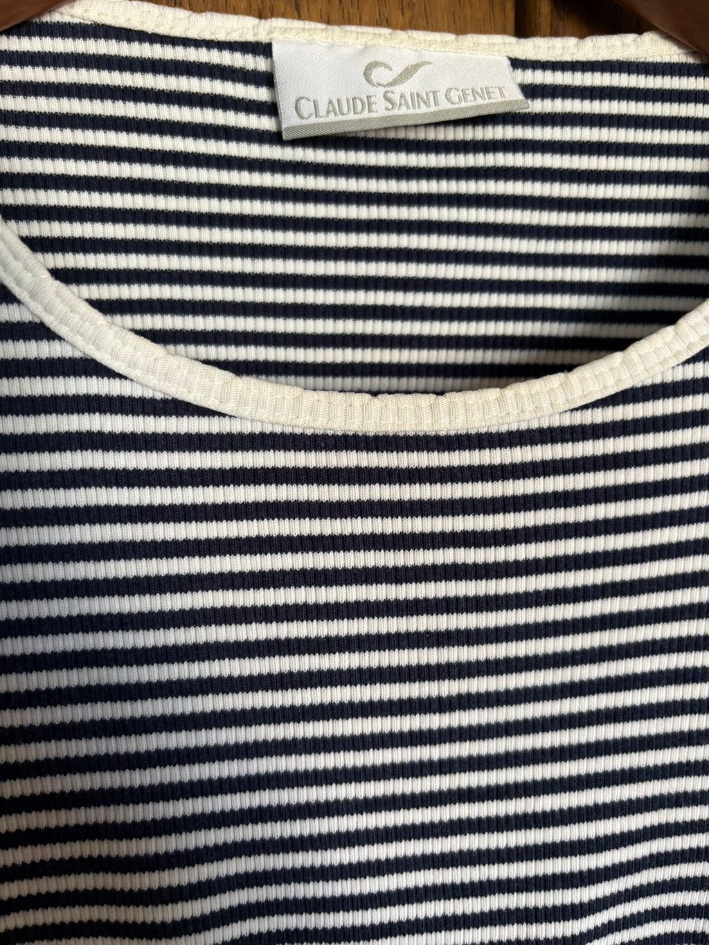 T-shirt marinière côtelé – T.36/38 -Claude Saint Genet - Vintage Années 2000