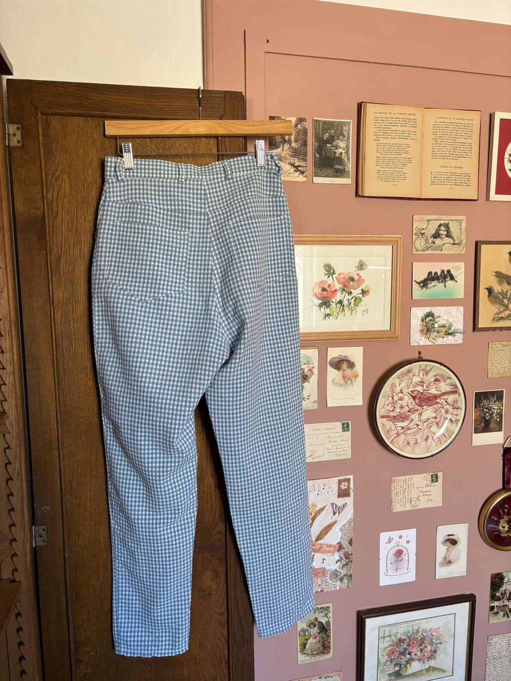 Pantalon vichy bleu ciel – T.36 - Vintage années 90