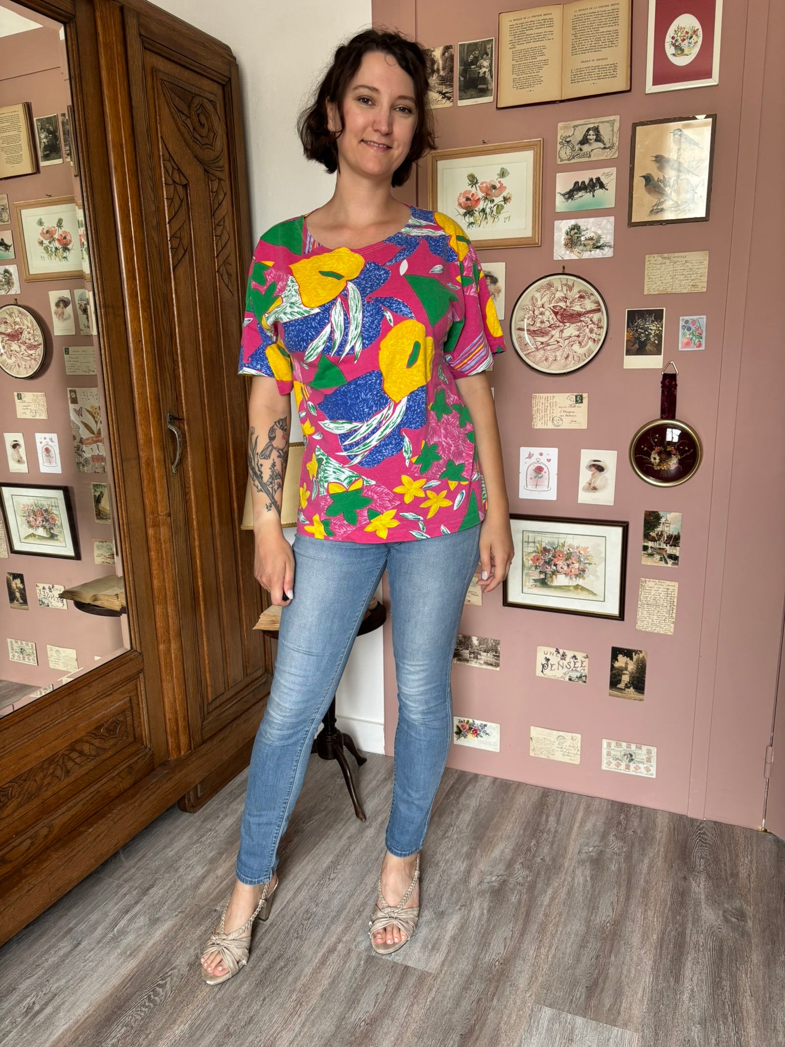 T-shirt imprimé graphique coloré – 3 Suisses Le Chouchou – Du 40 au 44 – Vintage années 90