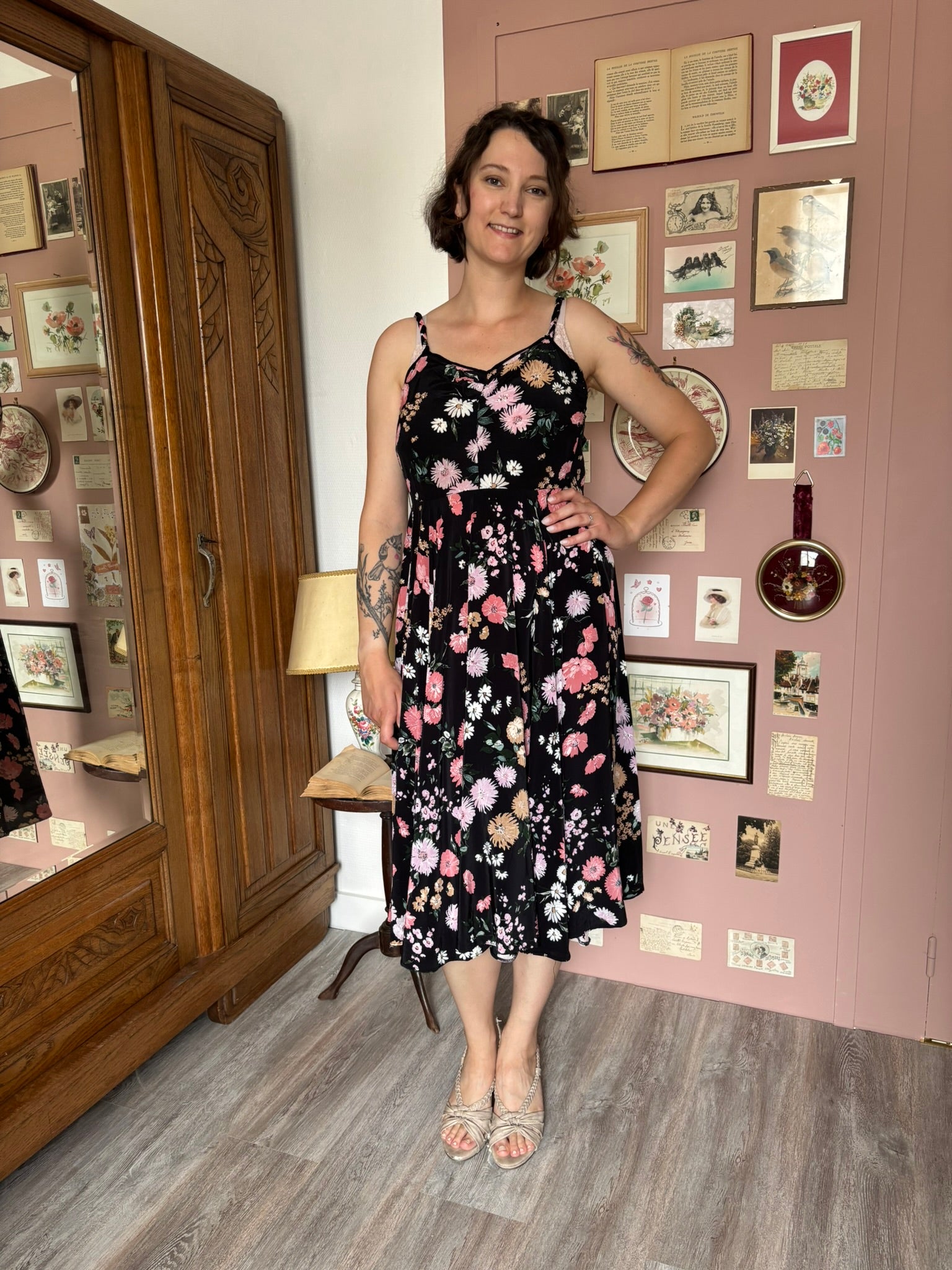 Robe fleurie en viscose – Pronostic – T.34/36 – Vintage années 80/90
