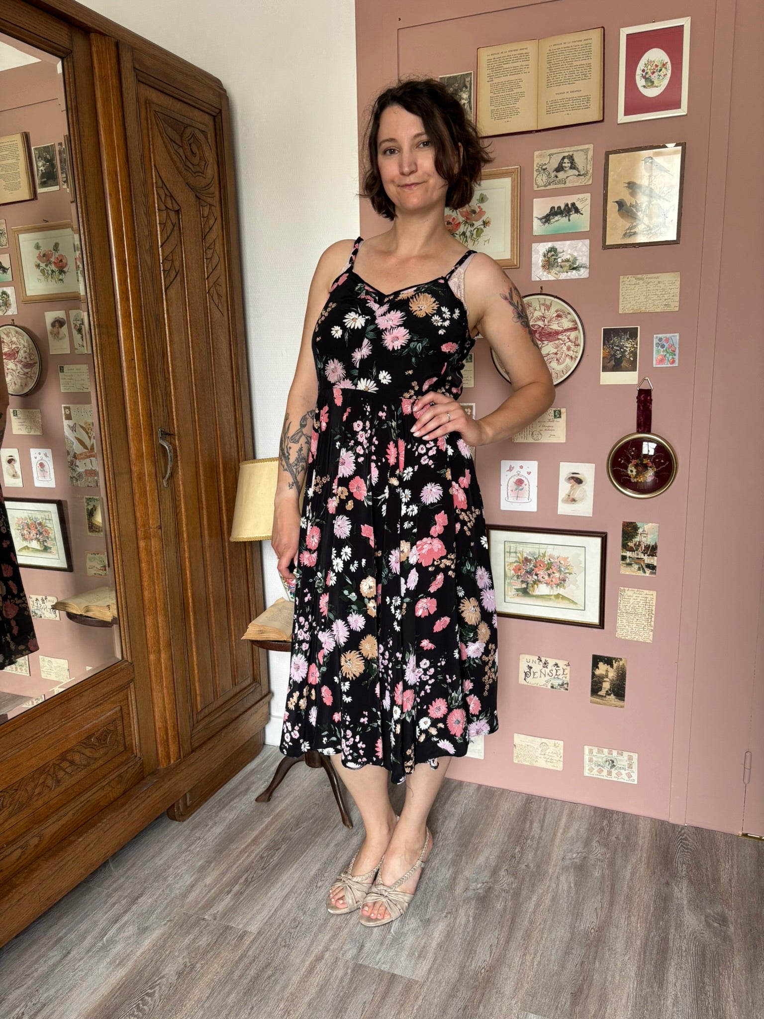 Robe fleurie en viscose – Pronostic – T.34/36 – Vintage années 80/90