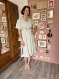 Robe vert sauge ceinturée – Camille –T.38/40 – Vintage années 90