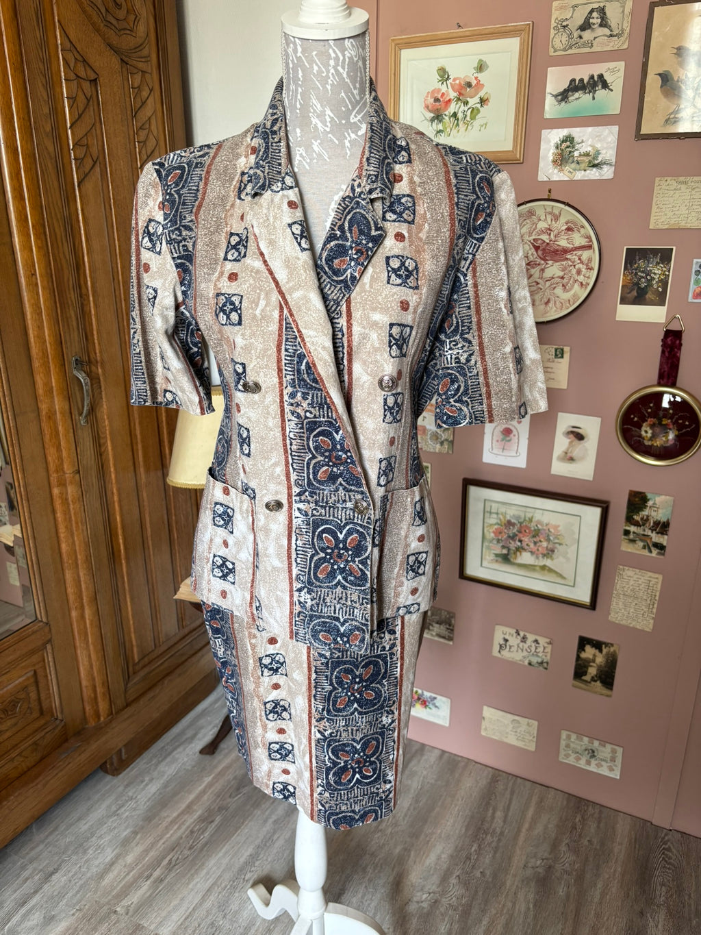 Ensemble en coton et lin – T.34– Vintage années 80/90