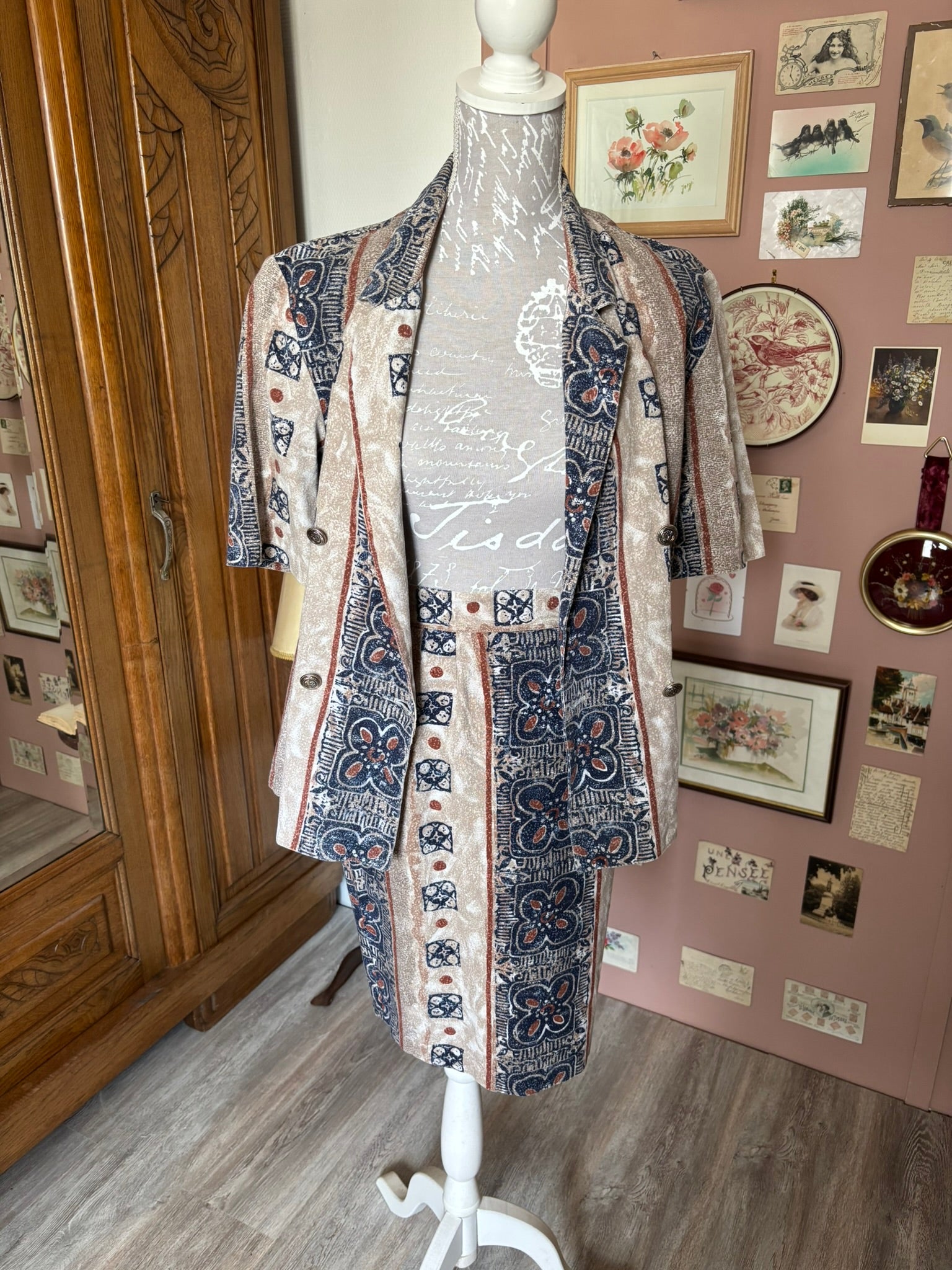 Ensemble en coton et lin – T.34– Vintage années 80/90