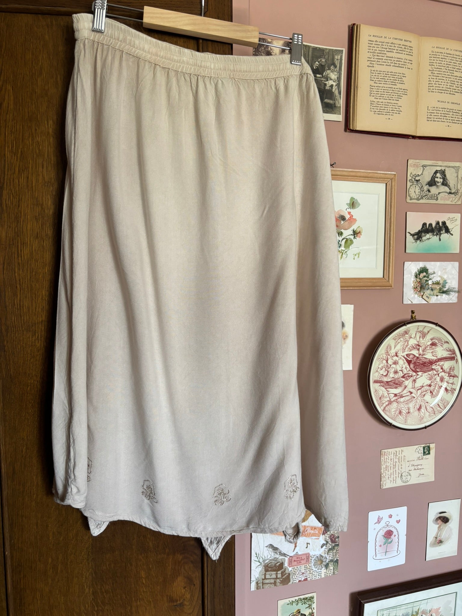 Jupe fluide bohème brodée – T.44/46 – Vintage années 2000