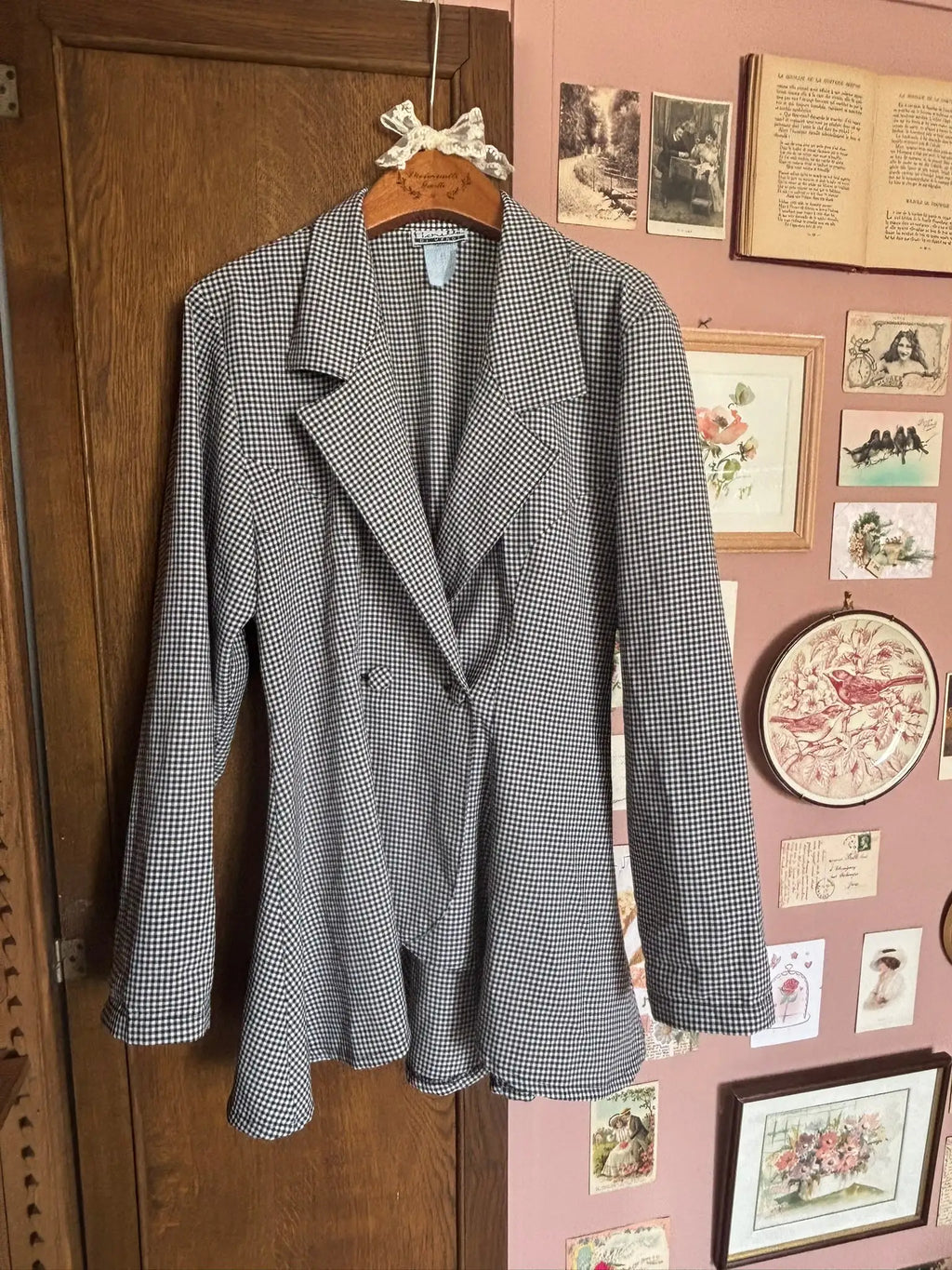 Asymmetrical gingham jacket – Fiorella di Verdi – Size 38 – 90s Vintage