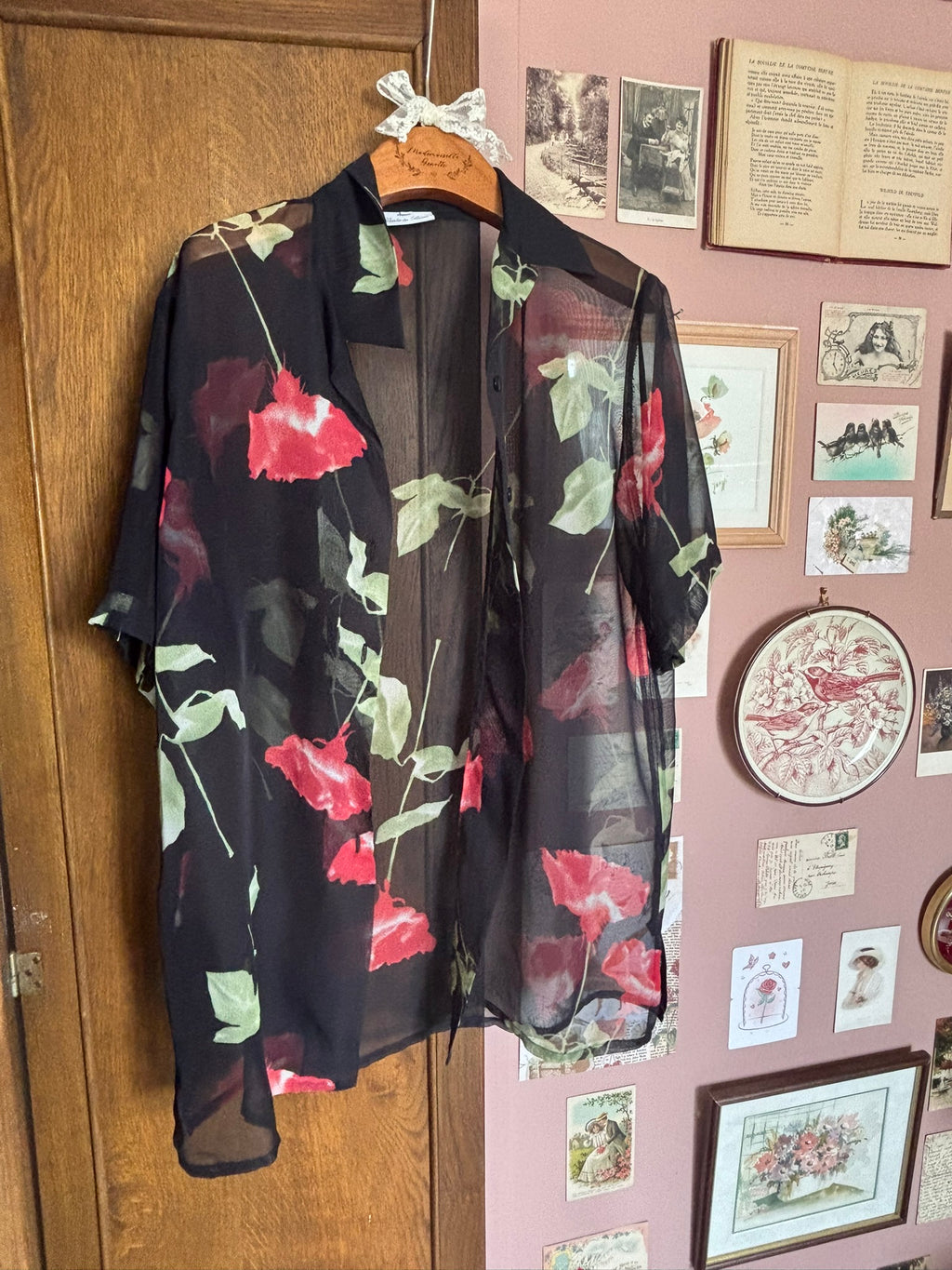 Surchemise transparente fleurie – Claude de Saivre – Du 36 au 44 – Vintage années 90