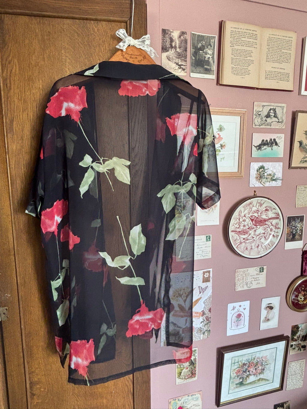 Surchemise transparente fleurie – Claude de Saivre – Du 36 au 44 – Vintage années 90