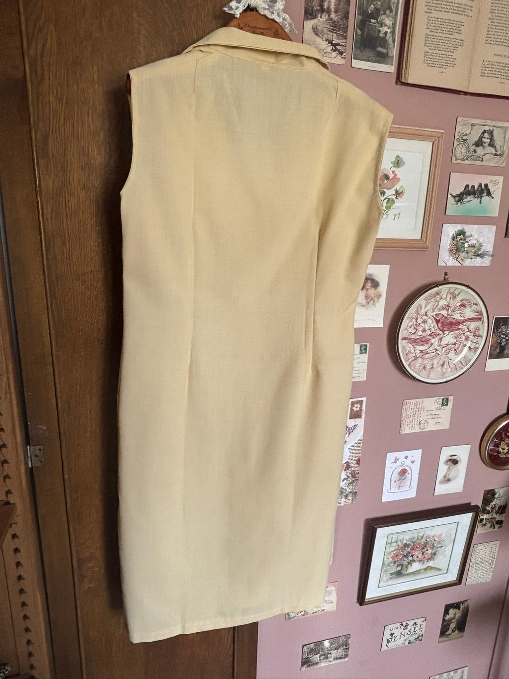 Robe droite ajourée jaune – T.38/40– Vintage années 90