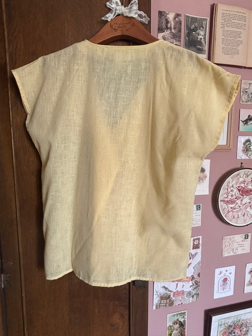 Chemisier jaune pastel à col asymétrique – T.38/40 – Vintage années 80/90