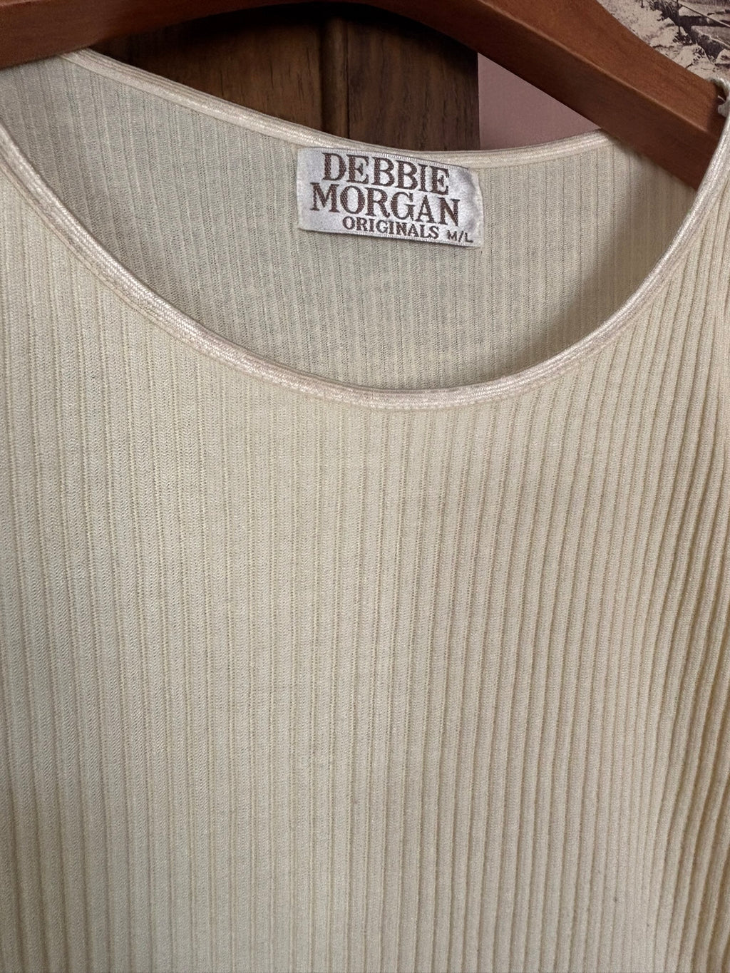 T-shirt côtelé jaune pastel – Debbie Morgan – T.36 – Vintage années 2000