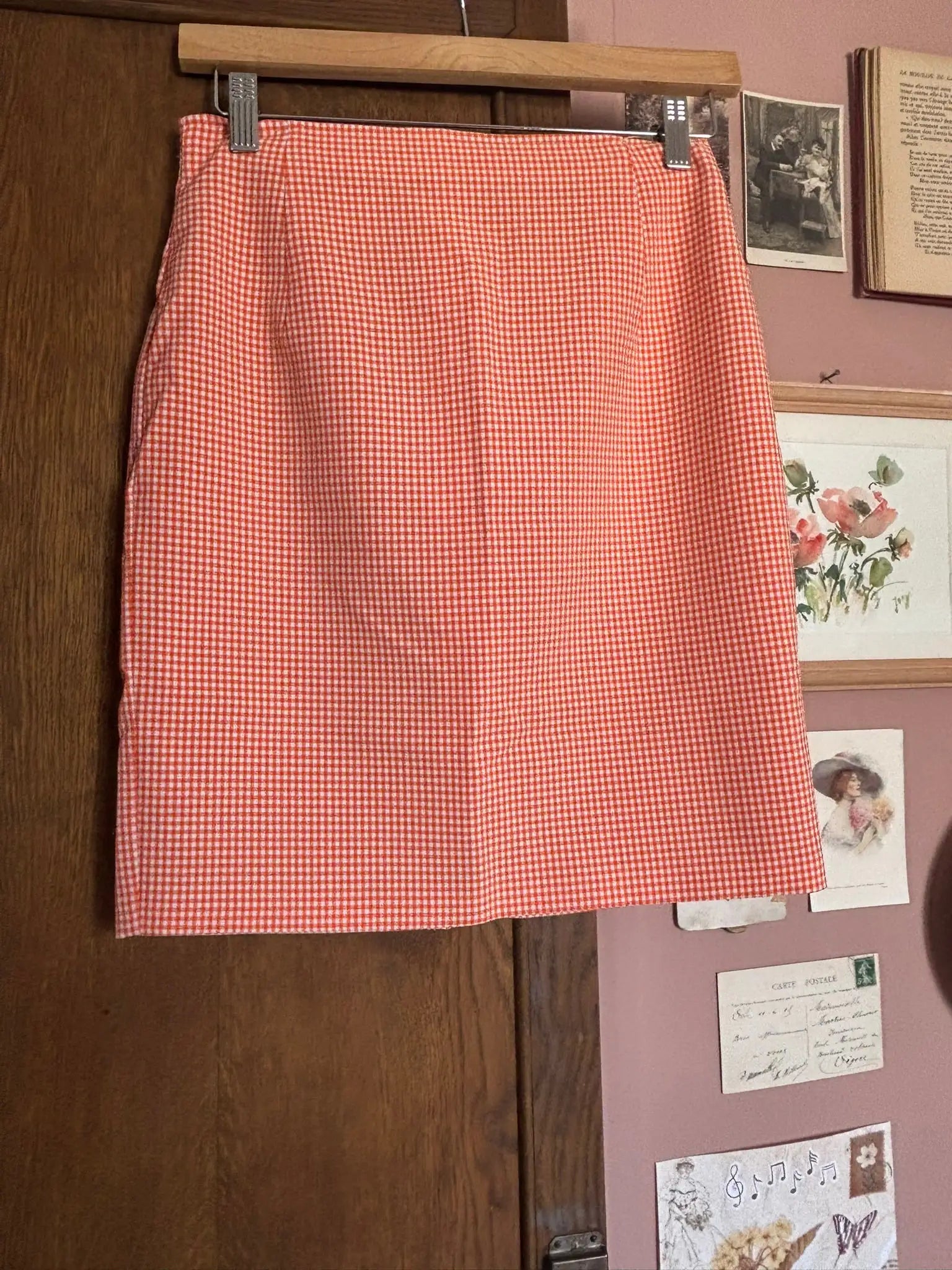 Mini jupe vichy orange – T.34– Vintage années 80/90