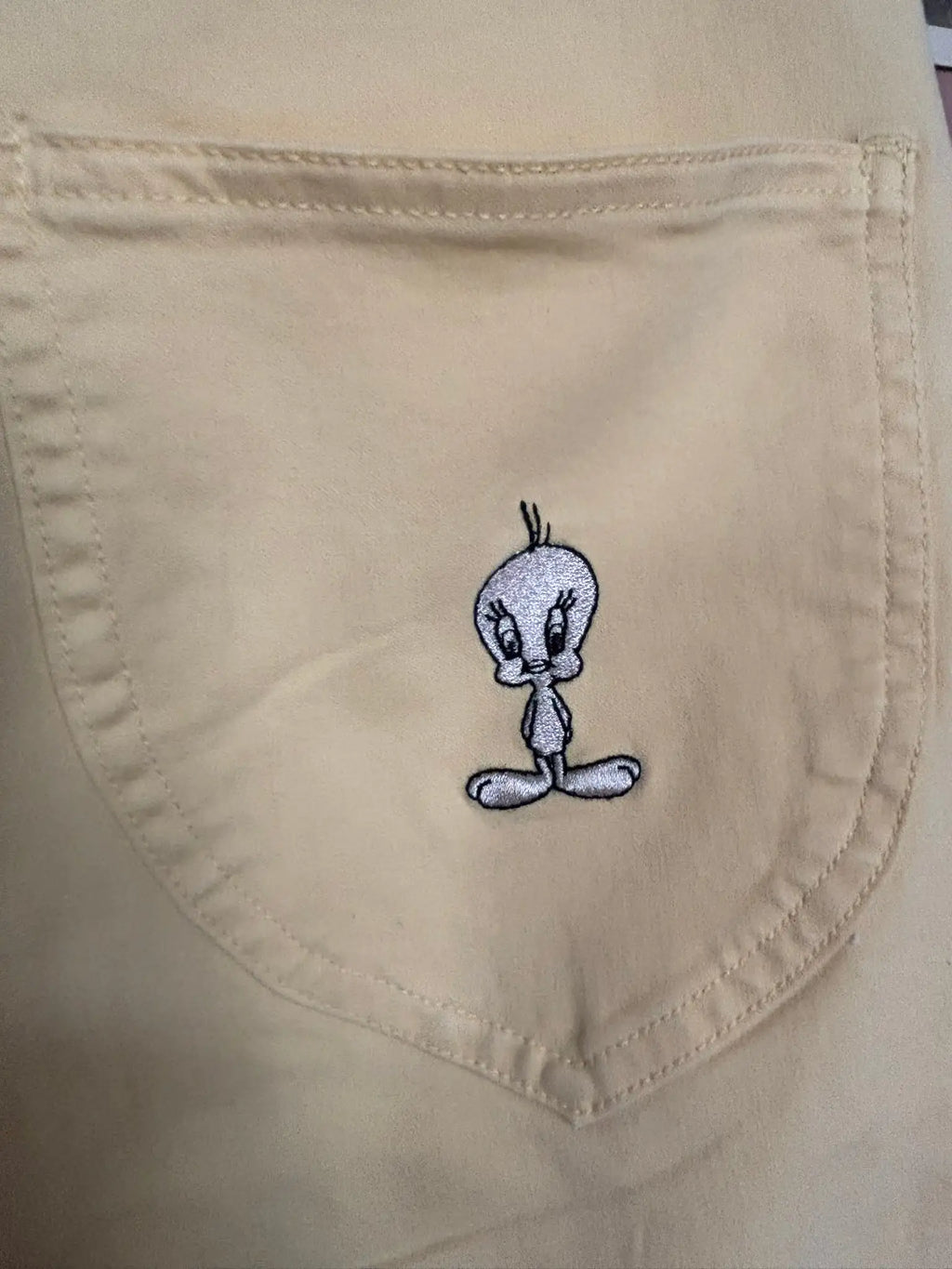 Pantalon taille haute Titi brodé – Miss Aventures – T.38/40 – Vintage années 2000