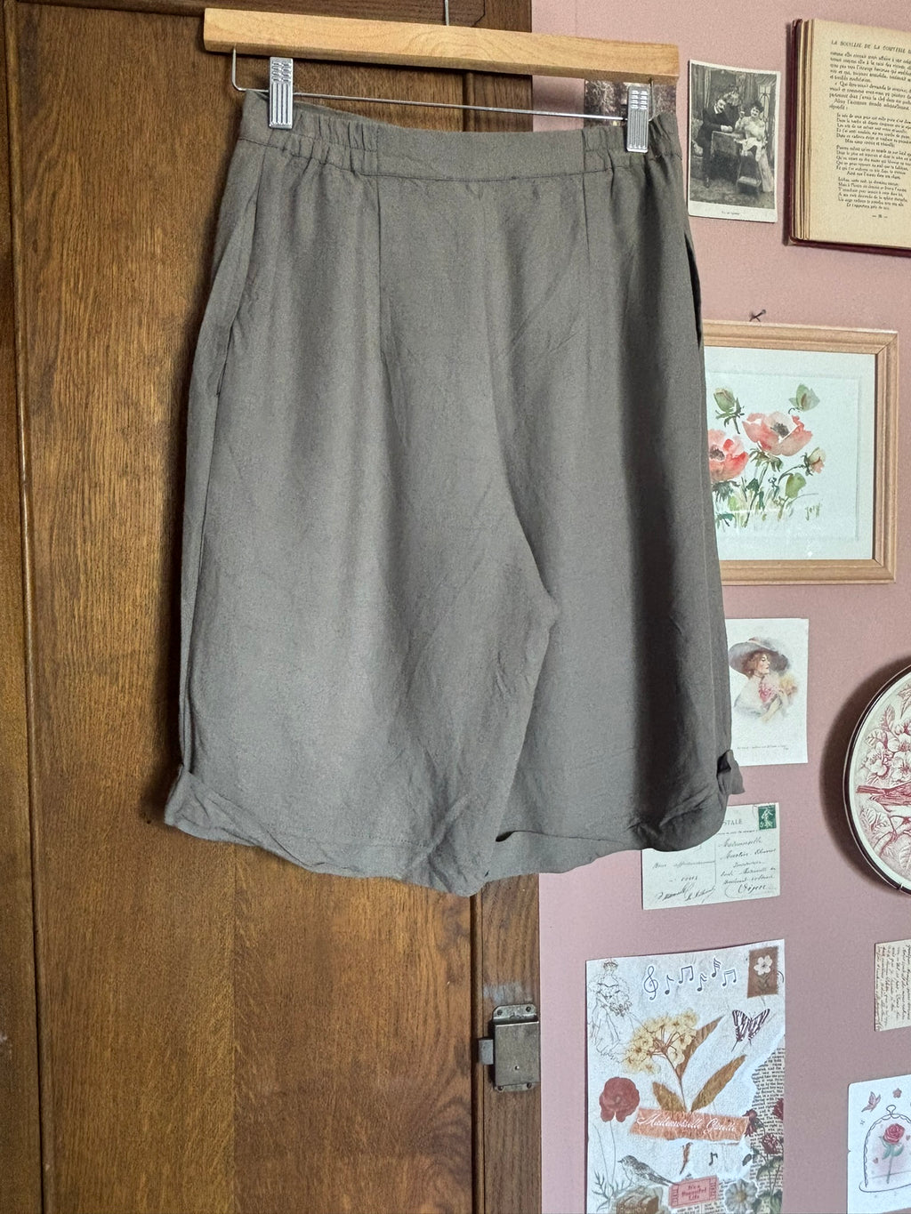 Short bermuda fluide en viscose et lin – T.36 – Vintage années 90
