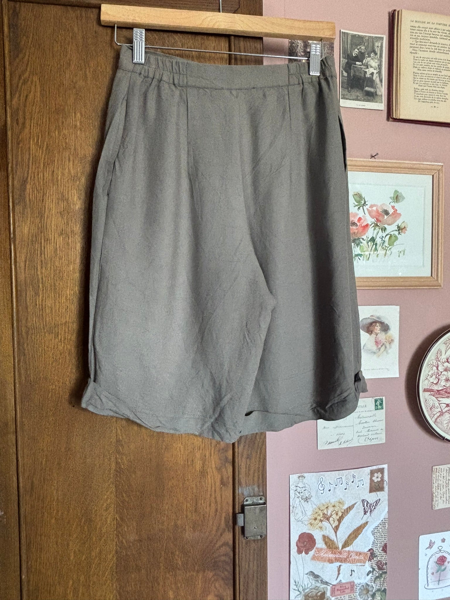 Short bermuda fluide en viscose et lin – T.36 – Vintage années 90