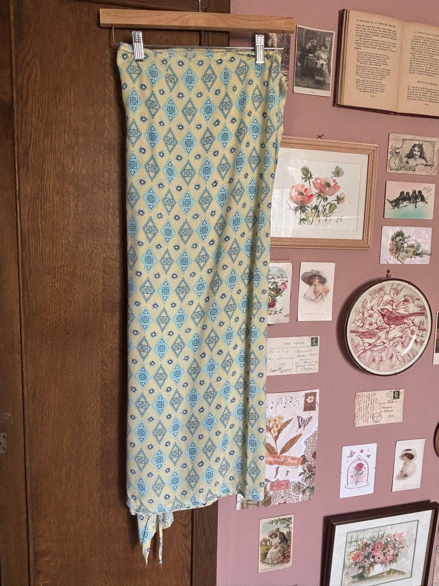 Jupe midi portefeuille à motifs – T.38/40 – Vintage années 90