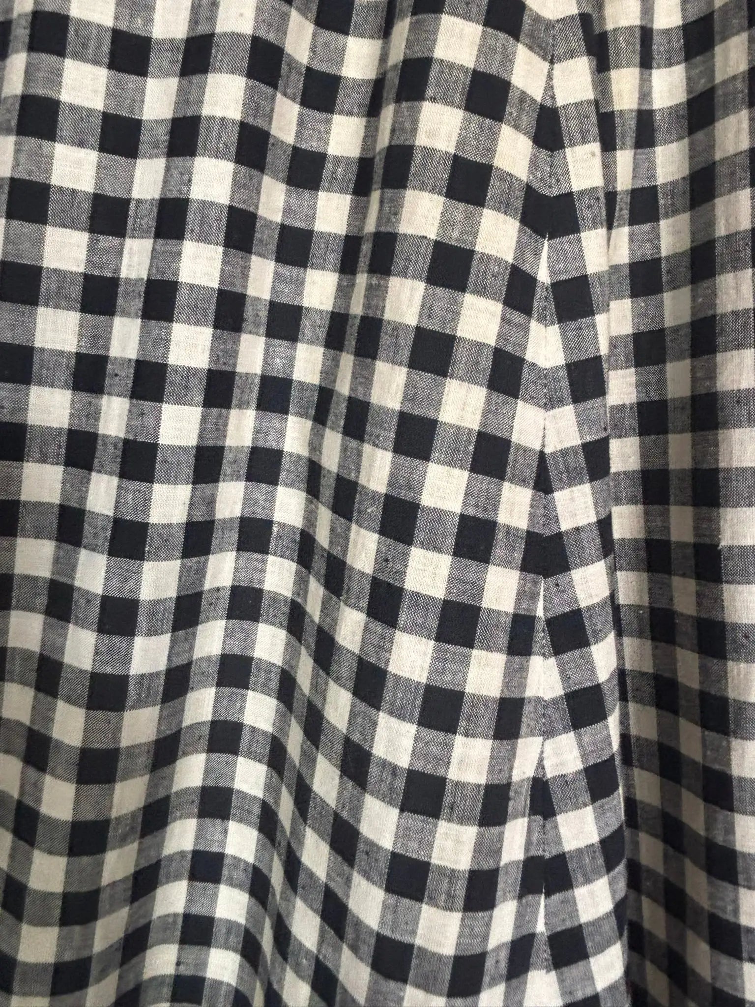 Jupe longue vichy noir & écru cousue main – T. 30– 1979