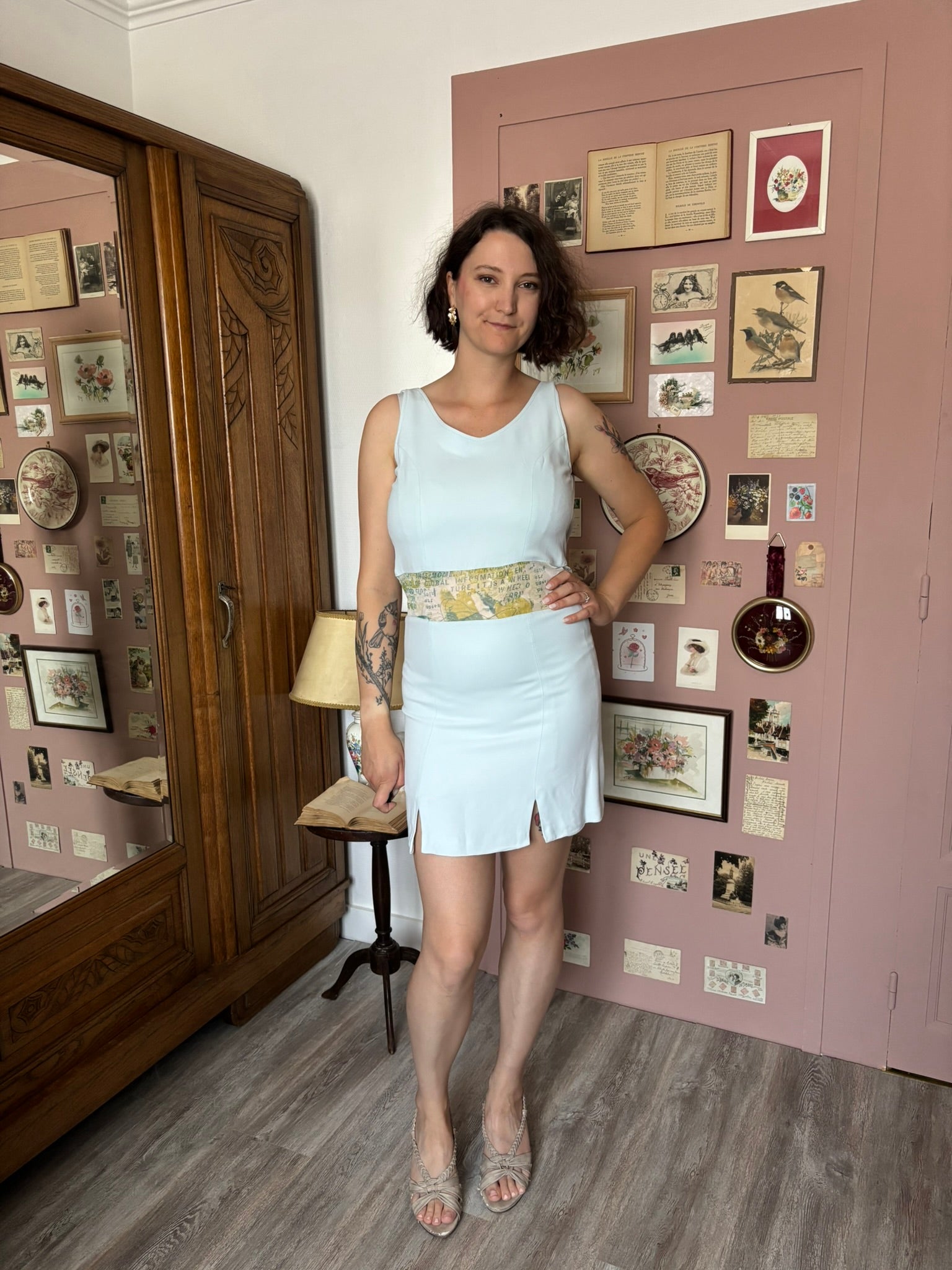 Robe ajustée bleu ciel – T.34 – Vintage années 2000