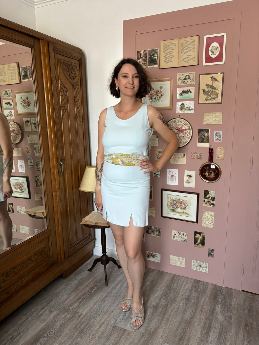 Robe ajustée bleu ciel – T.34 – Vintage années 2000