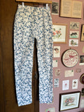 Jean fleuri bleu et crème – T. 34 – Vintage années 90/2000